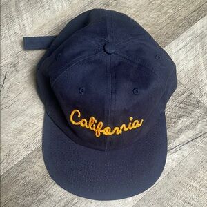 California Navy Blue Flat Brim Cap with Embroidery